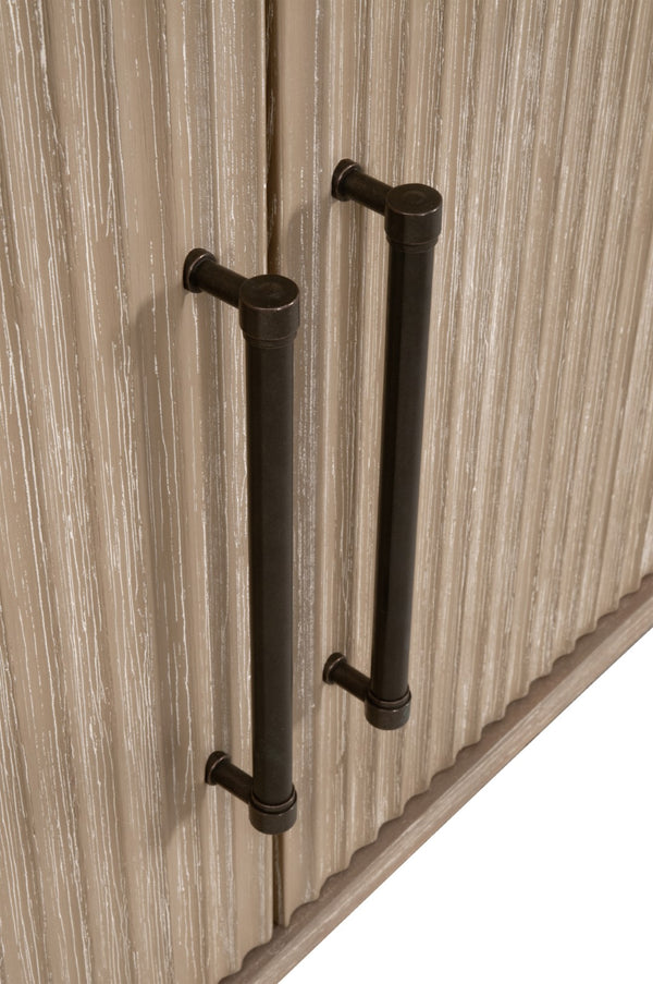 Essentials For Living Halloway Media Sideboard - Stylish Gray Acacia Storage With Reeded Doors & Antique Bronze Handles Natural Gray Acacia Solid Acacia Wood,Mdf,Plywood,Acacia Veneer 6038.Ng