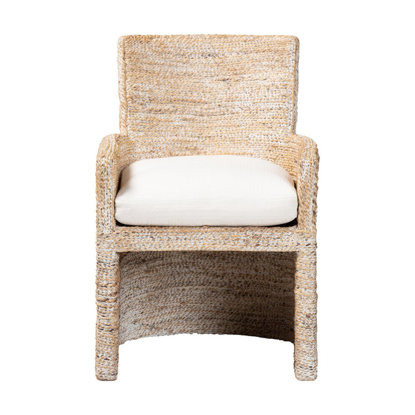 Bali & Pari Harlow Handwoven Seagrass Mango Wood Dining Chair for Bohemian Rooms