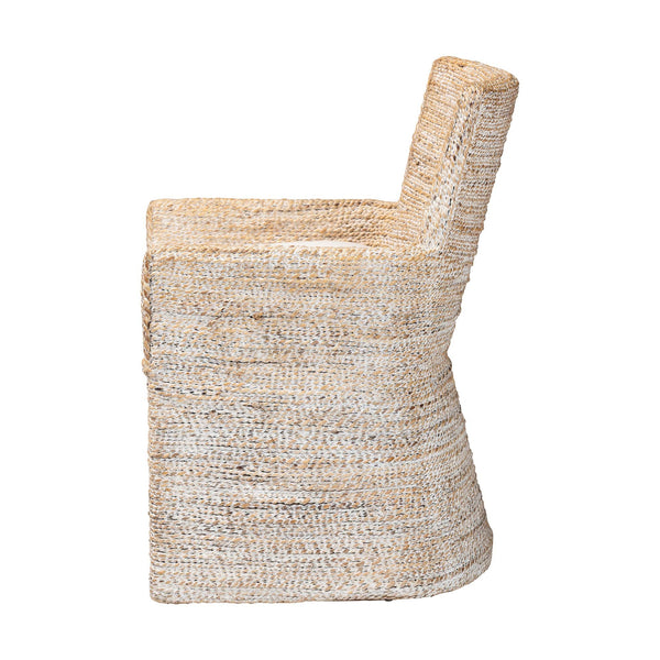 Bali & Pari Harlow Handwoven Seagrass Mango Wood Dining Chair for Bohemian Rooms
