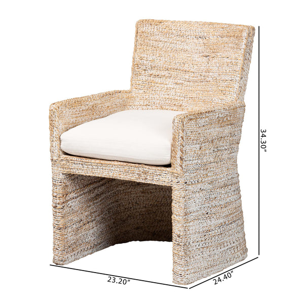 Bali & Pari Harlow Handwoven Seagrass Mango Wood Dining Chair for Bohemian Rooms