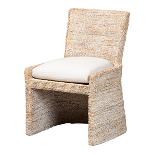 Bali & Pari Harlow Handwoven Seagrass Mango Wood Dining Chair for Bohemian Rooms