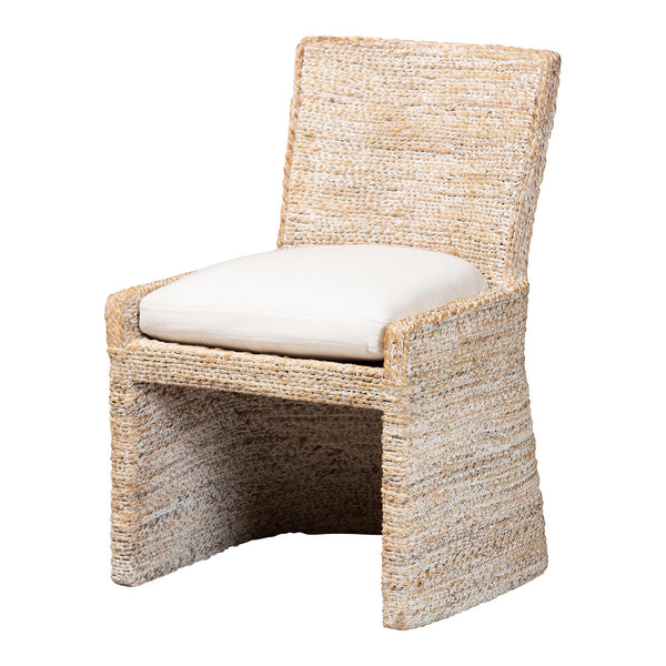 Bali & Pari Harlow Handwoven Seagrass Mango Wood Dining Chair for Bohemian Rooms