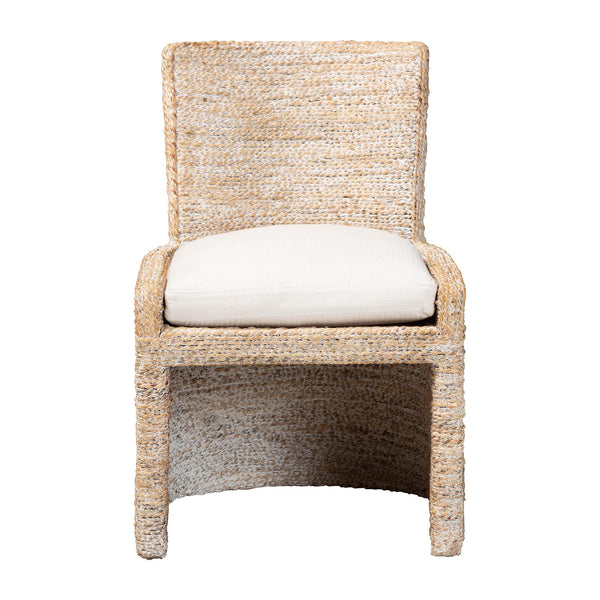 Bali & Pari Harlow Handwoven Seagrass Mango Wood Dining Chair for Bohemian Rooms