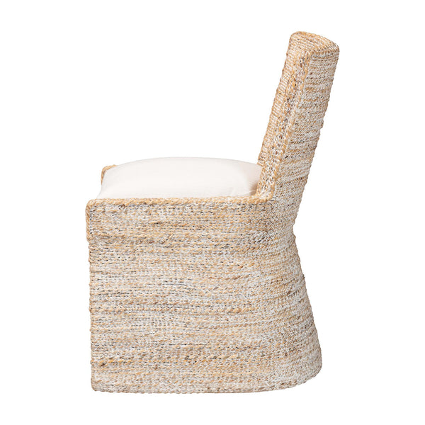 Bali & Pari Harlow Handwoven Seagrass Mango Wood Dining Chair for Bohemian Rooms