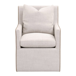 Harmony Arm Chair With Casters Performance Bisque French Linen, Ivanhoe-Toast 6492UP.BIS/IVT Essentials for Living