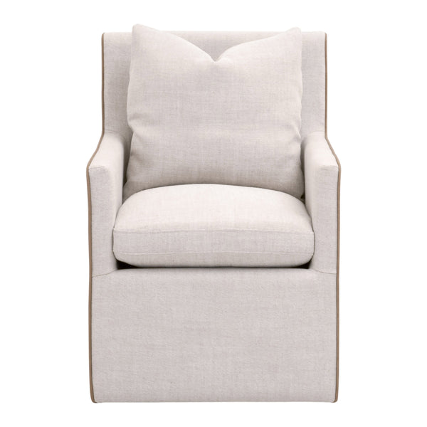 Harmony Arm Chair With Casters Performance Bisque French Linen, Ivanhoe-Toast 6492UP.BIS/IVT Essentials for Living