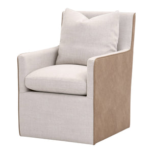 Harmony Arm Chair With Casters Performance Bisque French Linen, Ivanhoe-Toast 6492UP.BIS/IVT Essentials for Living