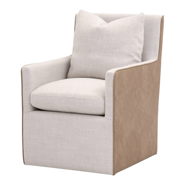 Harmony Arm Chair With Casters Performance Bisque French Linen, Ivanhoe-Toast 6492UP.BIS/IVT Essentials for Living