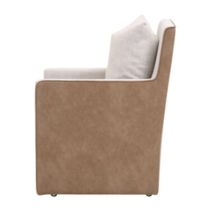 Harmony Arm Chair With Casters Performance Bisque French Linen, Ivanhoe-Toast 6492UP.BIS/IVT Essentials for Living