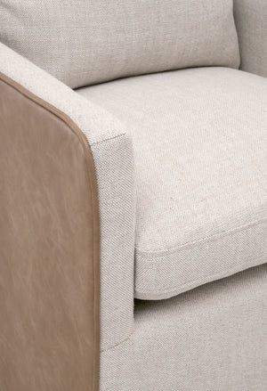 Harmony Arm Chair With Casters Performance Bisque French Linen, Ivanhoe-Toast 6492UP.BIS/IVT Essentials for Living