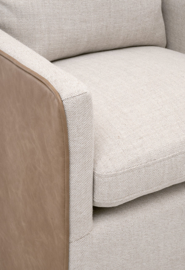 Harmony Arm Chair With Casters Performance Bisque French Linen, Ivanhoe-Toast 6492UP.BIS/IVT Essentials for Living