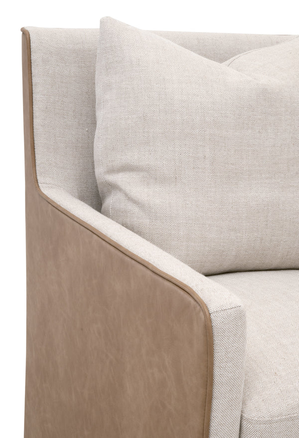 Harmony Arm Chair With Casters Performance Bisque French Linen, Ivanhoe-Toast 6492UP.BIS/IVT Essentials for Living