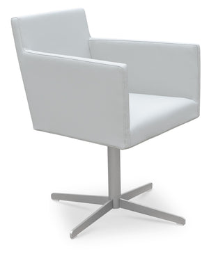 Soho Concept Harput 4 Star Armchair Swivel Dining Chair - Ergonomic Comfort, Stylish Leatherette & Gold Finish Light Grey  Soho-concept-dining-chair-04253