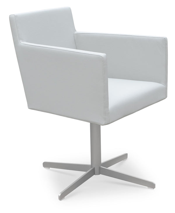 Soho Concept Harput 4 Star Armchair Swivel Dining Chair - Ergonomic Comfort, Stylish Leatherette & Gold Finish Light Grey  Soho-concept-dining-chair-04253