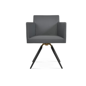 Soho Concept Harput Carrot Armchair Swivel - Stylish Camira Era Fabric Seat With Durable 10-year Guarantee, Grey Grey Swivel. Solid Metal Top Part Connected To Four Tubular Legs Soho-concept-dining-chair-04293