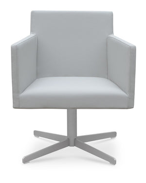 Soho Concept Harput Lounge Swivel Armchair With 4 Star Base - Soft Leatherette, Modern Design, 2-year Guarantee Light Grey  Soho-concept-dining-chair-04317