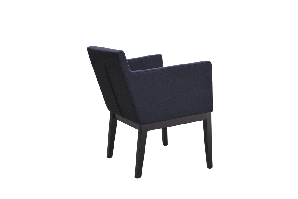 Soho Concept Harput Lounge Armchair With Walnut Sled Base – Premium Camira Wool Fabric, 10-year Guarantee, Durable Style Charcoal  Soho-concept-dining-chair-04321