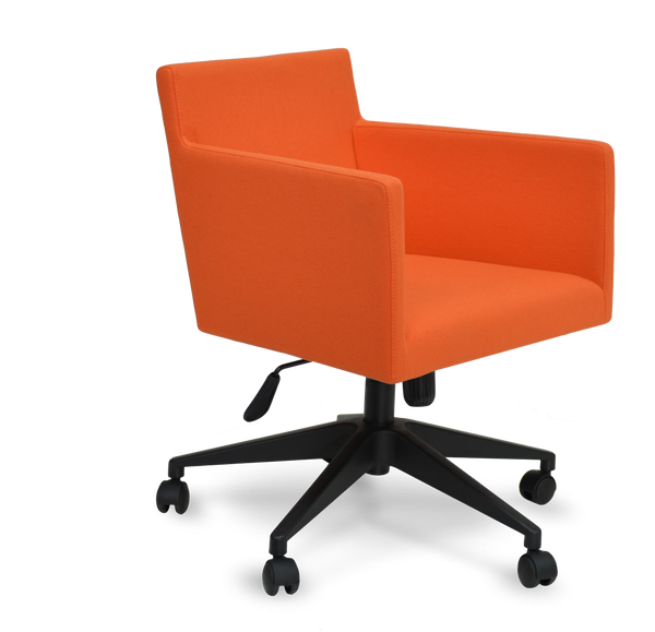 Soho Concept Harput Arm Office Chair - Ergonomic Design In Camira Blazer Wool, Chrome Base, 10-year Guarantee Orange  Soho-concept-dining-chair-04339