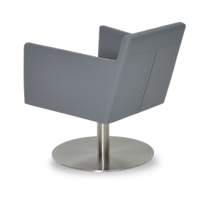 Soho Concept Harput Lounge Armchair Swivel Round Chair - Stylish Soft Leatherette With 2-year Guarantee, Grey Grey  Soho-concept-dining-chair-04426