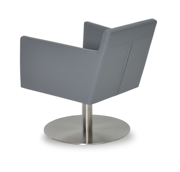 Soho Concept Harput Lounge Armchair Swivel Round Chair - Stylish Soft Leatherette With 2-year Guarantee, Grey Grey  Soho-concept-dining-chair-04426