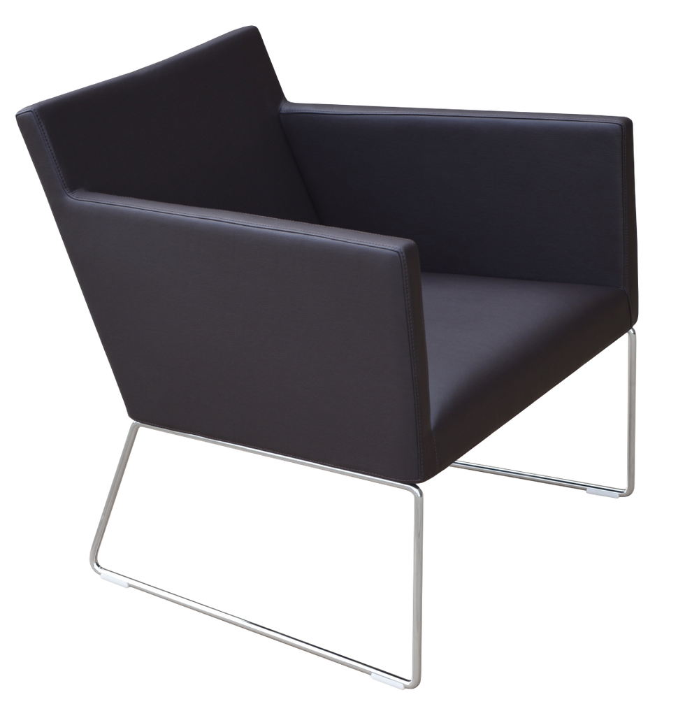Soho Concept Harput Sled Wire Armchair - Stylish Chrome Base, Soft Leatherette, 2-year Guarantee, Modern Design Brown  Soho-concept-dining-chair-12070