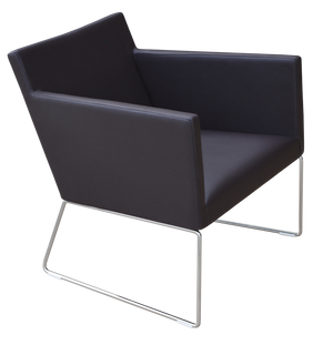 Soho Concept Harput Sled Wire Armchair - Stylish Chrome Base, Soft Leatherette, 2-year Guarantee, Modern Design Brown  Soho-concept-dining-chair-12070