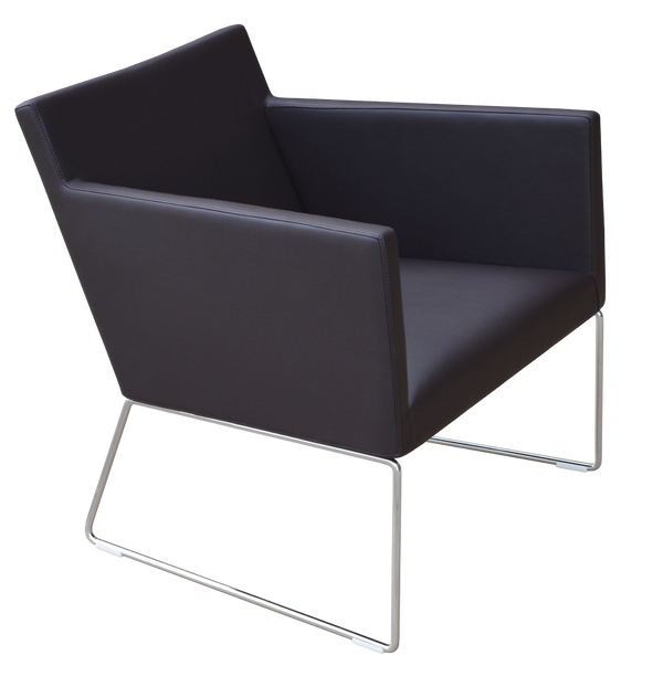 Soho Concept Harput Sled Wire Armchair - Stylish Chrome Base, Soft Leatherette, 2-year Guarantee, Modern Design Brown  Soho-concept-dining-chair-12070