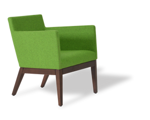 Soho Concept Harput Wood Lounge Armchair - Stylish Dining Chair In Camira Blazer Wool, Walnut Finish, 10-year Warranty Pistachio  Soho-concept-dining-chair-04471