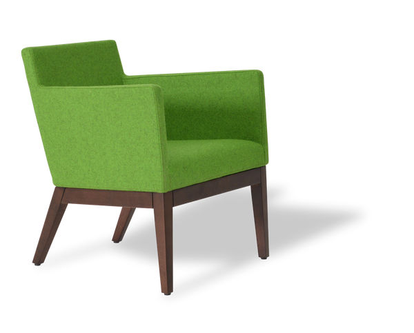 Soho Concept Harput Wood Lounge Armchair - Stylish Dining Chair In Camira Blazer Wool, Walnut Finish, 10-year Warranty Pistachio  Soho-concept-dining-chair-04471