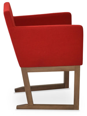 Soho Concept Harput Sled Wood Armchair - Stylish Walnut Dining Chair With Soft Leatherette & 2-year Guarantee Walnut,Red  Soho-concept-dining-chair-04365