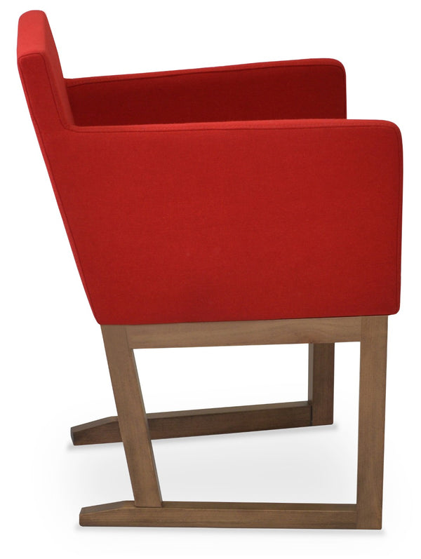 Soho Concept Harput Sled Wood Armchair - Stylish Walnut Dining Chair With Soft Leatherette & 2-year Guarantee Walnut,Red  Soho-concept-dining-chair-04365
