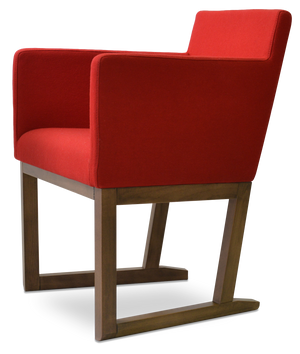 Soho Concept Harput Sled Wood Armchair - Stylish Walnut Dining Chair With Soft Leatherette & 2-year Guarantee Walnut,Red  Soho-concept-dining-chair-04364