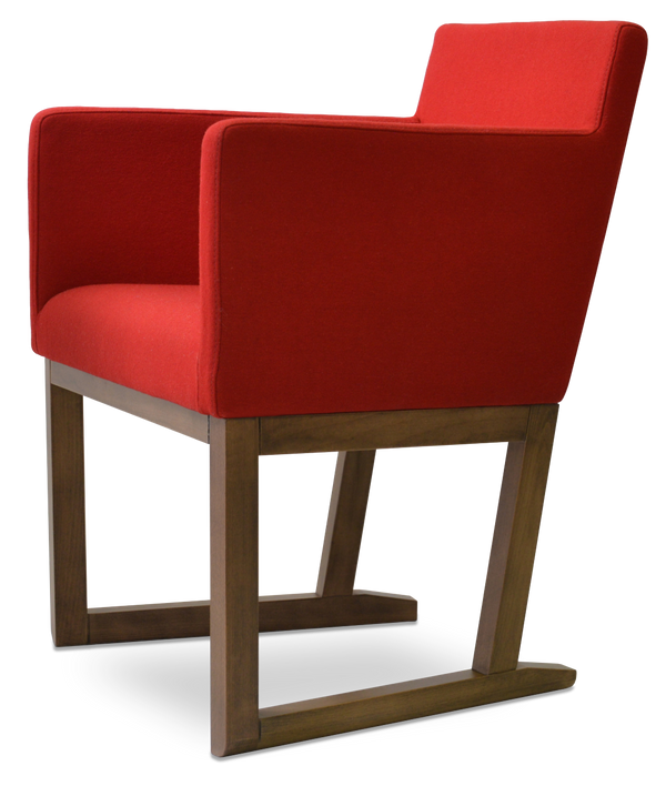 Soho Concept Harput Sled Wood Armchair - Stylish Walnut Dining Chair With Soft Leatherette & 2-year Guarantee Walnut,Red  Soho-concept-dining-chair-04364