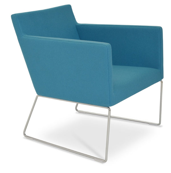 Soho Concept Harput Wire Armchair - Modern Chrome Base & Premium Camira Blazer Wool, 10-year Guarantee, Turquoise Turquoise  Soho-concept-dining-chair-12068