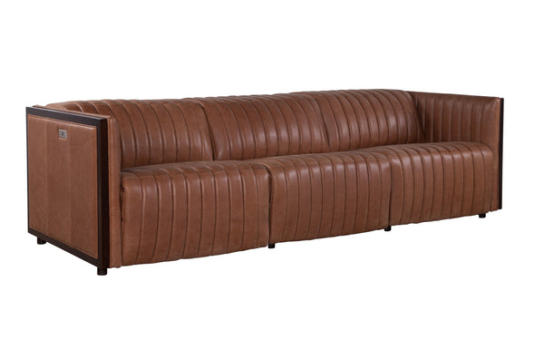Olivia + Quinn Havana Motion Sofa In Asteria Harness - Luxurious Power Recline, Usb Charging & Chic Channel Tufting Asteria Harness Leather,Foam,Wood 2100m_Aei1501