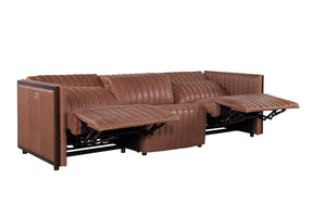 Olivia + Quinn Havana Motion Sofa In Asteria Harness - Luxurious Power Recline, Usb Charging & Chic Channel Tufting Asteria Harness Leather,Foam,Wood 2100m_Aei1501