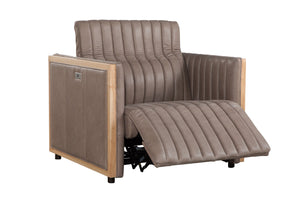 Olivia + Quinn Havana Motion Chair In Asteria Taupe - Luxurious Power Recliner With Usb Port & Stylish Design Asteria Taupe Leather,Foam,Wood 2103m_Aei1001