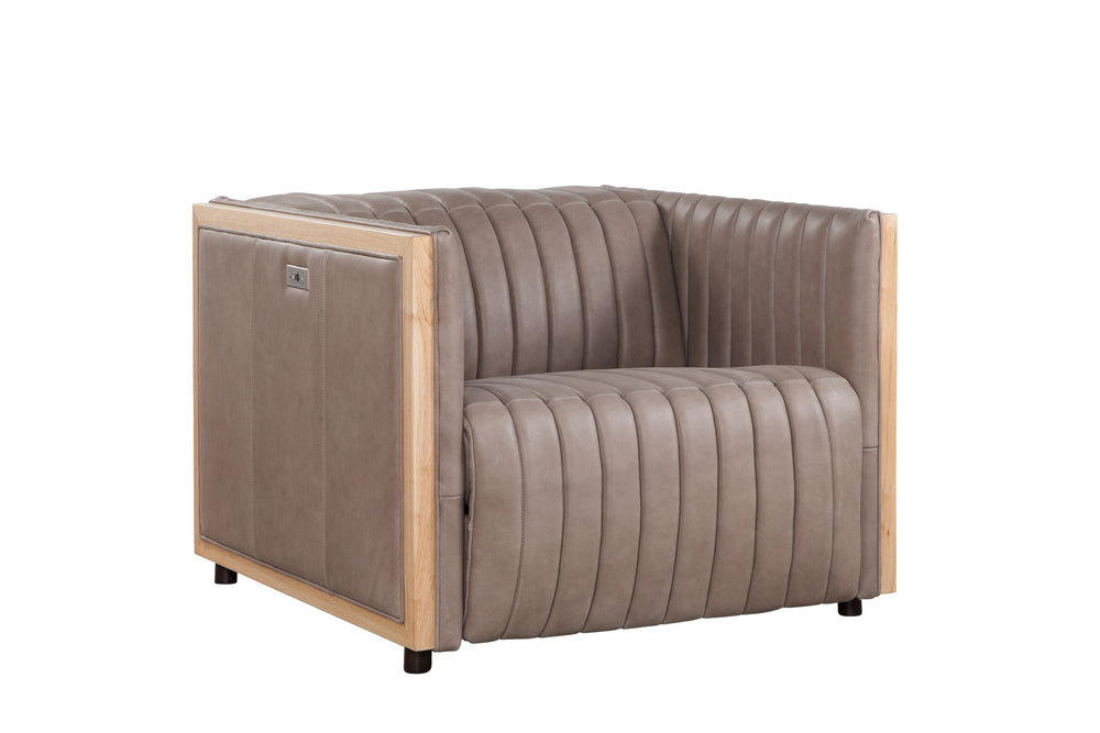 Olivia + Quinn Havana Motion Chair In Asteria Taupe - Luxurious Power Recliner With Usb Port & Stylish Design Asteria Taupe Leather,Foam,Wood 2103m_Aei1001