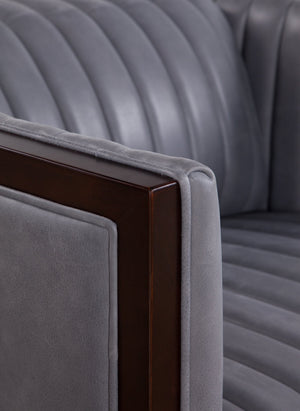 Olivia + Quinn Havana Swivel Chair - Luxurious Top Grain Leather, Power Headrest, Usb Port, Modern Style, Comfort Selena Storm Leather,Foam,Wood 2103m_Sel9501