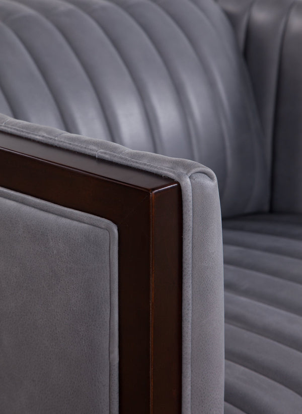 Olivia + Quinn Havana Swivel Chair - Luxurious Top Grain Leather, Power Headrest, Usb Port, Modern Style, Comfort Selena Storm Leather,Foam,Wood 2103m_Sel9501