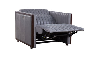 Olivia + Quinn Havana Swivel Chair - Luxurious Top Grain Leather, Power Headrest, Usb Port, Modern Style, Comfort Selena Storm Leather,Foam,Wood 2103m_Sel9501