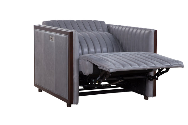 Olivia + Quinn Havana Swivel Chair - Luxurious Top Grain Leather, Power Headrest, Usb Port, Modern Style, Comfort Selena Storm Leather,Foam,Wood 2103m_Sel9501