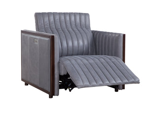 Olivia + Quinn Havana Swivel Chair - Luxurious Top Grain Leather, Power Headrest, Usb Port, Modern Style, Comfort Selena Storm Leather,Foam,Wood 2103m_Sel9501