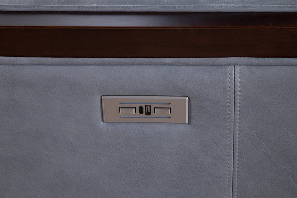 Olivia + Quinn Havana Swivel Chair - Luxurious Top Grain Leather, Power Headrest, Usb Port, Modern Style, Comfort Selena Storm Leather,Foam,Wood 2103m_Sel9501