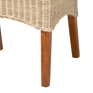 Bali & Pari Haybourne Handwoven Rattan Wingback Dining Chairs with Mango Wood Legs Set