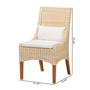 Bali & Pari Haybourne Handwoven Rattan Wingback Dining Chairs with Mango Wood Legs Set