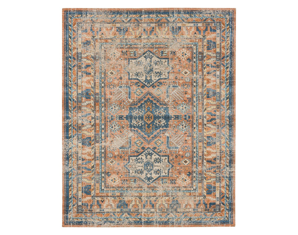 Karastan Rugs Zula Haykota Machine Woven Printed Polyester Traditional Area Rug Terracotta/Rust Blue 8' x 10'