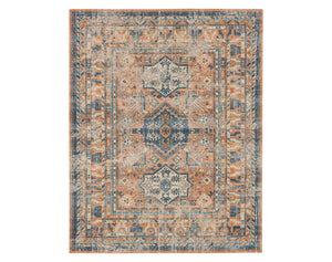 Karastan Rugs Zula Haykota Machine Woven Printed Polyester Traditional Area Rug Terracotta/Rust Blue 8' x 10'