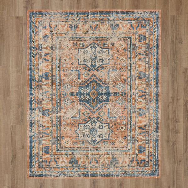 Karastan Rugs Zula Haykota Machine Woven Printed Polyester Traditional Area Rug Terracotta/Rust Blue 8' x 10'