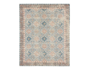 Karastan Rugs Zula Hazega Machine Woven Printed Polyester Traditional Area Rug Blue/Rose 8' x 10'
